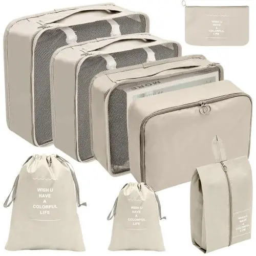 OEM Lightweight Expandable Luggage Suitcase Travel Organizer Bags 9 Set Compression Packing Cubes for Suitcases