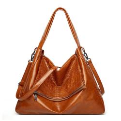 2024 Custom Oiled Waxed Leather Hobo Tote Bag  For Women Luxury With Stones Tune