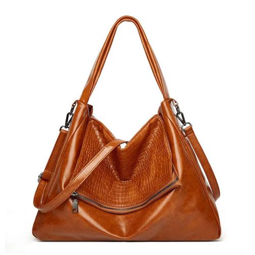 2024 Custom Oiled Waxed Leather Hobo Tote Bag  For Women Luxury With Stones Tune