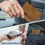 Fashion Aluminum Metal Slim Minimalist Front Pocket Card Holder Luxury Anti Rfid Blocking Protected Genuine Leather wallet