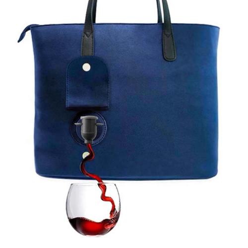 blue luxury wine gift cooler cool bag for women wine 2 bottle wine purse with spout Custom Cooler Insulated Bag
