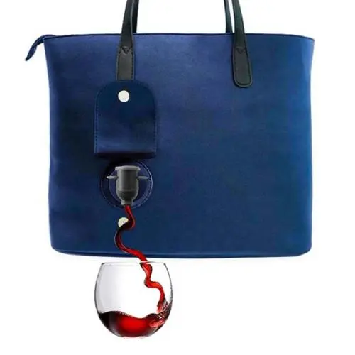 blue luxury wine gift cooler cool bag for women wine 2 bottle wine purse with spout Custom Cooler Insulated Bag