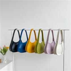 2024 Wholesale Korean Women's Shoulder Bag Candy Color Hand Bag Leather Underarm Fashion Handbag Low Price Tote Shoulder Bag