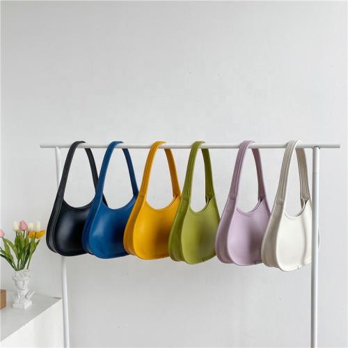 2024 Wholesale Korean Women's Shoulder Bag Candy Color Hand Bag Leather Underarm Fashion Handbag Low Price Tote Shoulder Bag