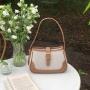 Wholesale Spring High Quality Trendy Shoulder Bag Canvas Splicing Leather Tote Brown Fashion Underarm Bag for Women