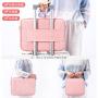 Multi-functional Female Pink PU Makeup Bag Tool Organizer Cosmetic Bag Brush Holder Blank Makeup Brush Packaging Bag Box Plain