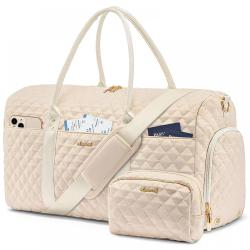 High quality 2pcs Quilted Carry on Overnight Bag with Toiletry Bag ladies travel organizer handbag set luggage travel duffel bag
