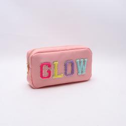 Keymay Embroidered Letter Cosmetic Bag High Quality Nylon Pouch Custom Personalized Make Up Bag Women Makeup Accessories
