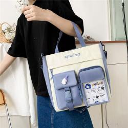 HR278 Fashion One Shoulder Crossbody Bag Students' Makeup Classes Contrasting Nylon Bag College Style Fresh Laptop Storage Bag