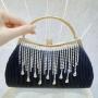 New design ladies dress bag satin wedding bags women's bag custom evening clutch handbag rhinestone tassels handbags
