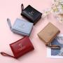 Women'S Pu Leather Short Deer Horn Wallet Mini Zipper Wallet Cartoon Three Fold Buckle Card Bag Women Bags Designer