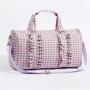 Keymay RTS Stock Cute Multicolor Large Capacity Ruffle Gingham Bag Travel Bag Folding Airplane Bag Ruffle Weekender for Women