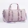 Keymay RTS Stock Cute Multicolor Large Capacity Ruffle Gingham Bag Travel Bag Folding Airplane Bag Ruffle Weekender for Women