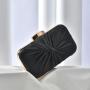 New Designer Silk Pleated Bridal Purse Clutch Evening Bag Wedding Black Dinner Bag Sling Handbag For Women