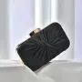 New Designer Silk Pleated Bridal Purse Clutch Evening Bag Wedding Black Dinner Bag Sling Handbag For Women