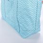 Stock Super Large Tote Shoulder Bag for Gym Beach Travel Daily Turquoise Chevron Pattern Wholesale Cotton Canvas Bag Shopping