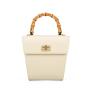 Trendy Unique Bamboo Handle Ladies Bucket Bags Chic Bamboo Premium Metal Lock Luxury Custom Logo Womens Bucket Bags