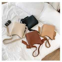 Wholesale pu solid color women bucket bag ladies shoulder crossbody handbags leather hand bags