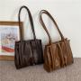 Wholesale large capacity Ruched luxury shoulder bags ladies High Quality pu leather handbag fashion Retro women's tote bags