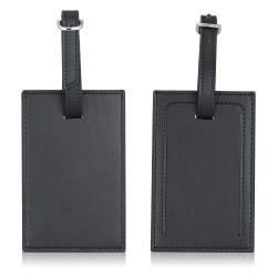 Leather Luggage Tags Travel Bag Labels with Name ID Card Suitcase Baggage Handbag School Bag Label Privacy Protection Black