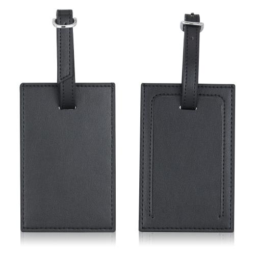Leather Luggage Tags Travel Bag Labels with Name ID Card Suitcase Baggage Handbag School Bag Label Privacy Protection Black