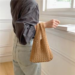 Wholesale Fashion Soft Cotton Thread Braid Women Tote Handbags Specially Designed Knit Embroidered Hollowed-Out Female Hand Bags
