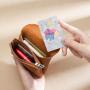 ZX021 Genuine Leather Men And Women Zipper Wallets Credit Card Key Coin Purse Mini Wallet Business Pouch Storage Pocket