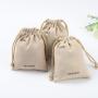 Custom Logo Printed Gift Cotton Canvas Packing Drawstring Bag Small Luxury Canvas Dust Cosmetic Pouch