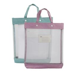 Gelory Wholesale Custom Eco-friendly Nylon Mesh Document Bag Portable A6 Zipper File Folder Subject Bag For Student