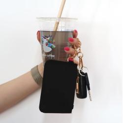 NO MOQ Keyring For Girls Nylon Bags Coin Purses Zipper Nylon Coin Purses Letter Patches Wallet Keychain Key Case Nylon Bags
