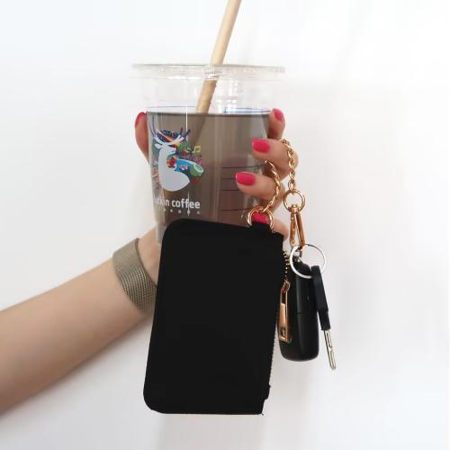 NO MOQ Keyring For Girls Nylon Bags Coin Purses Zipper Nylon Coin Purses Letter Patches Wallet Keychain Key Case Nylon Bags