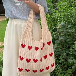 XL333 Imported Shopping Handbag Vintage Handmade Woolen Knitting Bag New Version Shoulder Bag Lightweight Ladies Tote Bag
