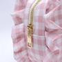 Keymay RTS Custom Logo Girls Cute Gingham Ruffle Plaid Makeup Bag Case Cosmetic Travel Bag Cosmetics Organizer with Gold Zipper