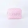 Pink Makeup Bags XL Size Waterproof Nylon Cosmetic Bag with Inner Pocket Check Nylon Zipper Pouch STUFF Sewn On Make Up Bag