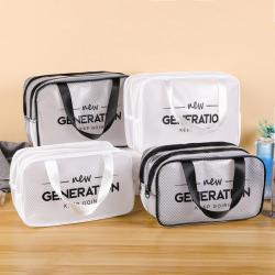 Custom Logo Travel Transparent Waterproof Zipper Wash Bags Double Layer Large Capacity EVA Clear Cosmetic Toiletry Bag wholesale