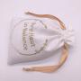 LOW MOQ Fast Delivery Gold Printing Ribbon White Linen Drawstring Cotton Bag