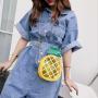 Custom Pineapple PVC Transparent Window Women's Bag Decoration Tote Bag Zipper Single Shoulder Portable Niche Design Plus Logo