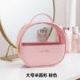 factory 2024 Customized logo Pu Waterproof Half Round Moon Cosmetic Bag Travel Makeup  Bag with Handle
