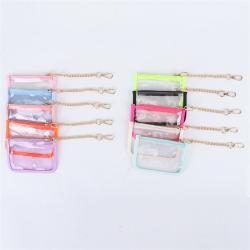 Keymay RTS Fast Shipping 10 Colors Personalized Chenille Patches PVC Clear Coin Pouch Keychain Wallet Women Mini Coin Purse