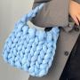 Custom colors Winter Thick Icelandic Wool Diy Chunky Yarn Tote Women's Hand Knitted Crochet Handbag Bag