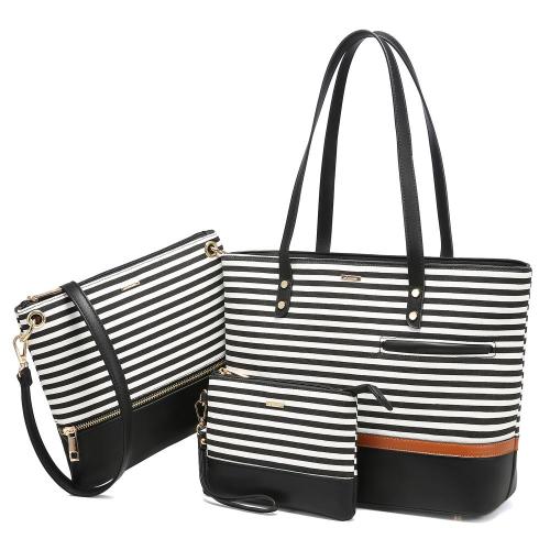 Lovevook wholesale custom logo 3 in 1 set crossbody bag popular PU leather canvas ladies tote bags 2024 women purse handbag sets