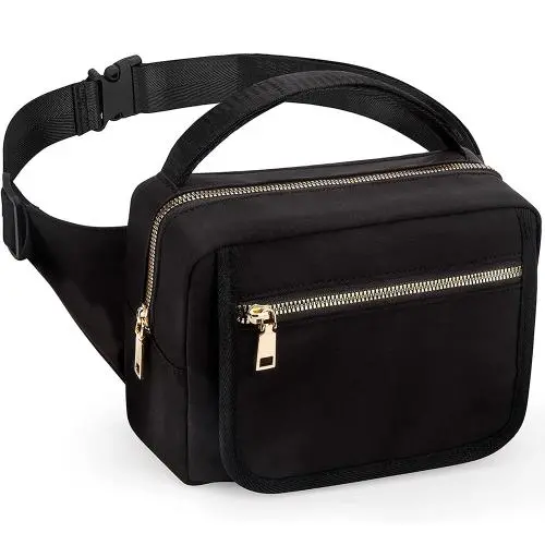 Custom Small Nappy Diaper Belt Bag with Portable Changing Mat Black Mommy Diaper Bag Fanny Pack Waist Bag