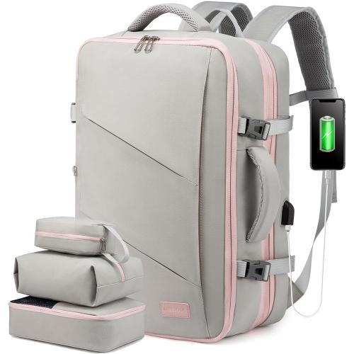2023 OEM 40L 50L Flight Approved Travel Laptop Bags with Lock 15.6 17 18 inch Men Women Carry on Backpacks with 3 Packing Cubes