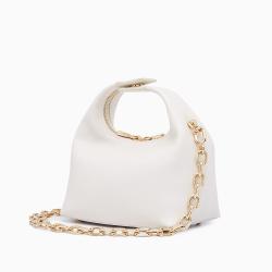 Stylish Design Features Ladies Elegant Chain Bag Handbag PU Leather Compact Round Handbag with Long Metal Chain Crossbody Bag