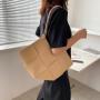Large Capacity Women Customs Tote Bags Newest Fashion Ladies  Handbags Pure Color Weaving Big Shoulder Bags For Women Wholesale