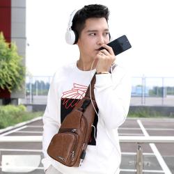 Men's Chest Bag Portable Rechargeable Leisure Straddle Bag Outdoor Sports Chest Bag