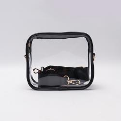 Girls Game Day Stadium Approved Clear Bag Transparent PVC PU Leather Cross body Purse Sports Messenger Bag Crossbody Bag Women