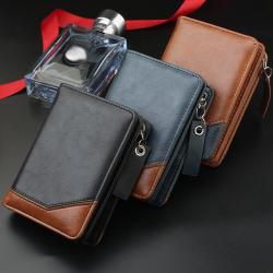 XL299 Soft Comfortable Purse Gift Packaging Box Card Holders Accept Customized Logo Men's Genuine Leather Short Wallet