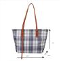 Top Sale Niche Students Canvas Bag Women Large Capacity Zipper Plaid Shoulder Tote Bag