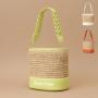 Wholesale Custom Logo High Quality Ladies Straw Handbags Fashion Drawstring Beach Bag Woven Shoulder Strap Womens Bucket Bags